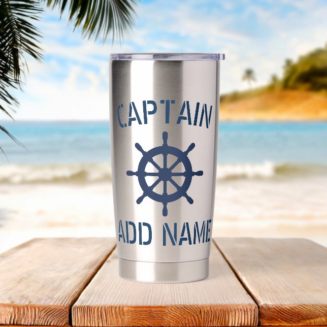 Navy boat steer wheel tumbler glass for captain (Beach)