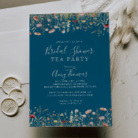 Navy Boho Wildflower Bridal Shower Tea Party