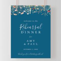 Navy Boho Wildflower Rehearsal Dinner Welcome 
