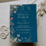 Navy Boho Wildflower Wedding Breakfast Invitation<br><div class="desc">This navy boho wildflower wedding breakfast invitation is perfect for a modern event. The design features pink,  purple,  blush,  yellow,  dusty blue,  red,  burgundy meadow wild flowers assembled in a seamless and delightful floral pattern,  evoking natural beauty.</div>