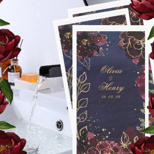 Navy Bordeaux Wedding  Napkin