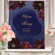 Navy Bordeaux Wedding Save The Date