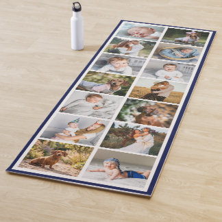 Navy Border 14 Photos Make Your Own Collage Yoga Mat