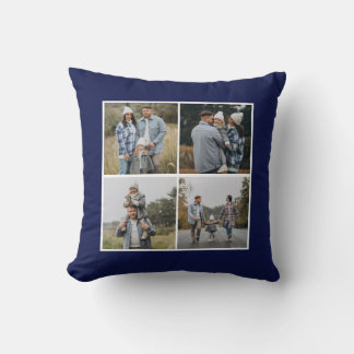 Navy Border 4x2 Photos Make Your Own Collage Cushion
