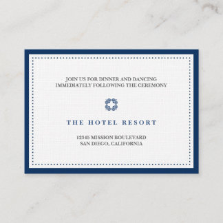 Navy border bead wedding reception enclosure card