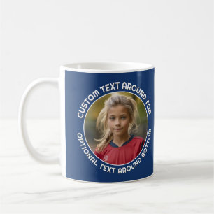 Navy Border with Photo and Text around a Circle Coffee Mug