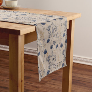 Navy Botanical Wildflower Table Runner