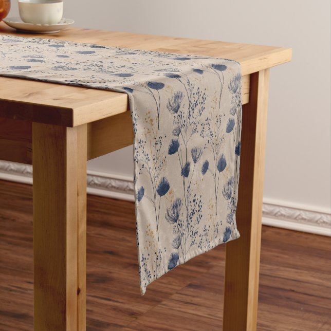 Navy Botanical Wildflower Table Runner (In Situ)