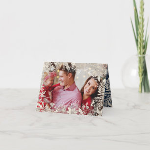 Navy Botanicals Floral 1 photo Arch Christmas Holiday Card