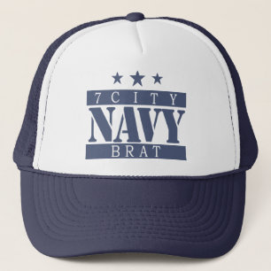 NAVY Brat - Blue Logo Trucker Hat