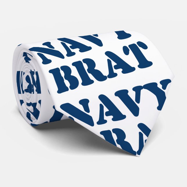 NAVY BRAT TIE (Rolled)