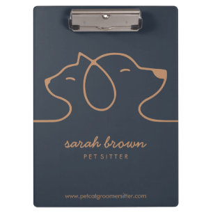 Navy Brown Dog Cat Pet Grooming Biz Clipboard