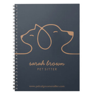Navy Brown Dog Cat Pet Hotel Grooming Notebook