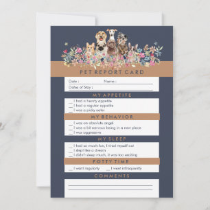 Navy Brown Pet Report Design Card