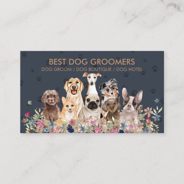 Navy Brown Trainer Working Dog Program Business Card (Front)