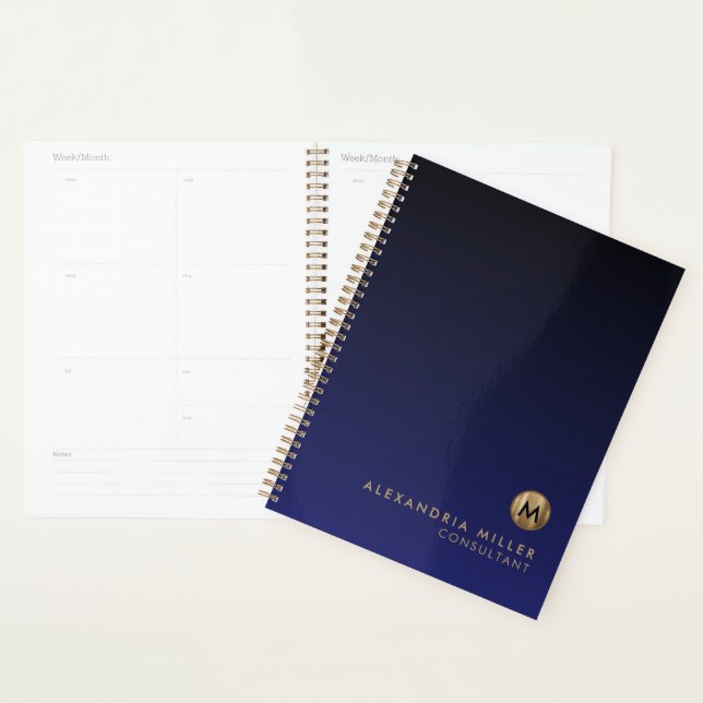 Navy Brushed Gold Monogram Appointment Book Planner (Display)