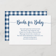 Navy Buffalo Plaid Books for Baby Insert Card 