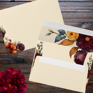 Navy, Burgundy and Yellow Wildflower Envelope