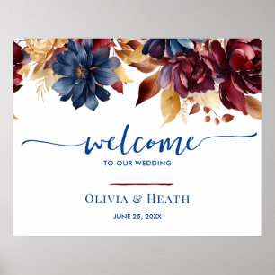 Navy Burgundy Autumn Poster