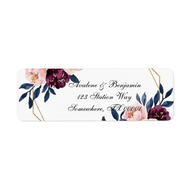 Navy Burgundy Blush Pink Peony Wedding (Front)