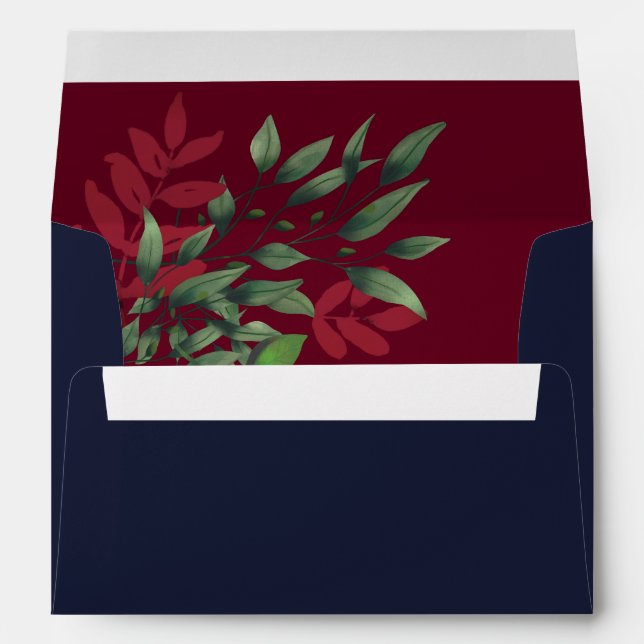 Navy Burgundy Fall Wedding Envelope (Back (Bottom))