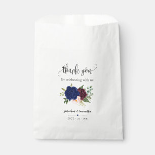 Navy burgundy floral boho chic party wedding favour bags