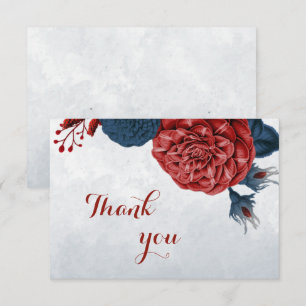 navy & burgundy flowers botanical thank you card