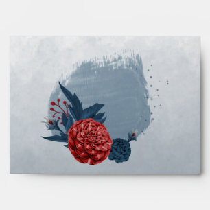 navy & burgundy flowers wedding envelope