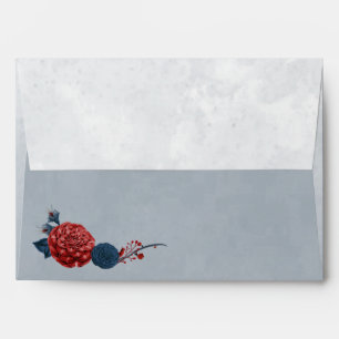 navy & burgundy flowers wedding envelope