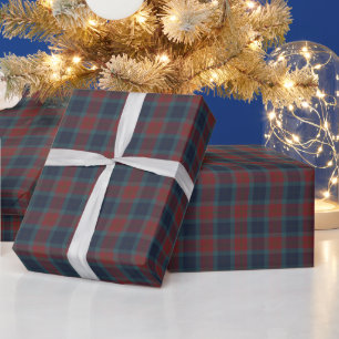 Navy Burgundy Green Classic Christmas Tartan Plaid Wrapping Paper
