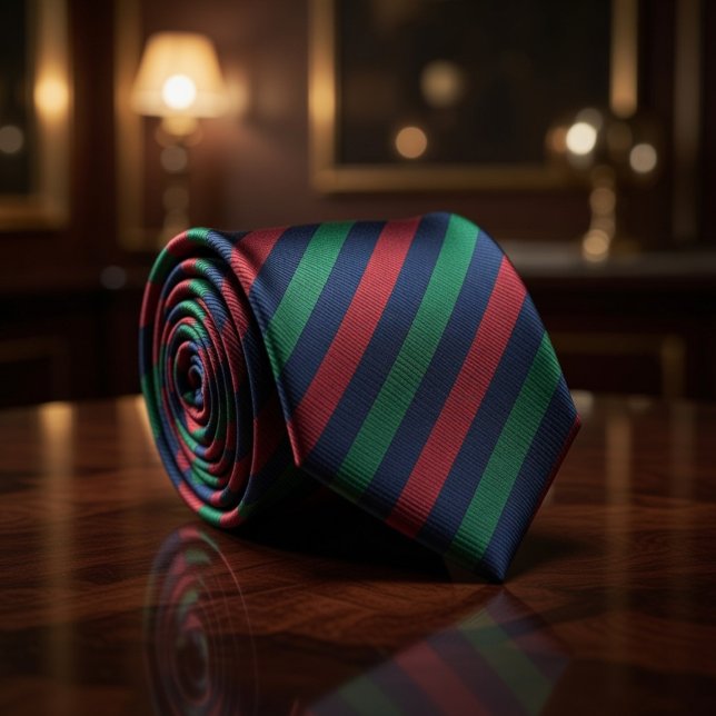  Navy Burgundy Green Classic Regimental Stripe Tie (Creator Uploaded)