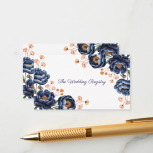 Navy & Burnt Orange Floral Wedding Registry Enclosure Card