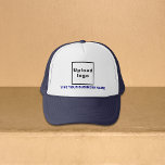 Navy Business Brand on Trucker Hat<br><div class="desc">Navy business brand on customizable trucker hat. Customize it by typing your business name and uploading your business logo. You can include it in your promotional products, giveaway items or gifts to your customers or clients, a marketing strategy to advertise your business or to promote your brand. Customizable trucker hat...</div>
