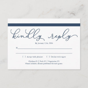 Navy Calligraphy Invitation Reply Card Insert