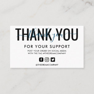 Navy Calligraphy Thank You Mini Media Insert