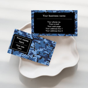 Navy Camo, Blue Camouflage, Military, Army Business Card