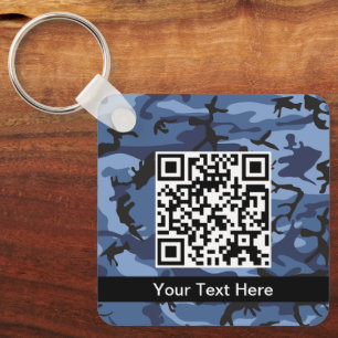 Navy Camo, Blue Camouflage, Military, Army Key Ring