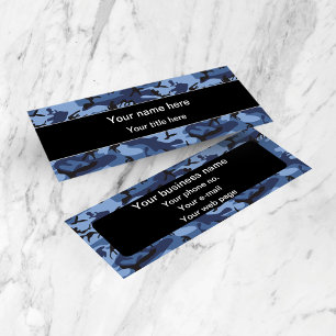 Navy Camo, Blue Camouflage, Military, Army Mini Business Card