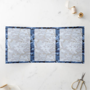 Navy Camo, Blue Camouflage, Military, Army Tri-Fold Card