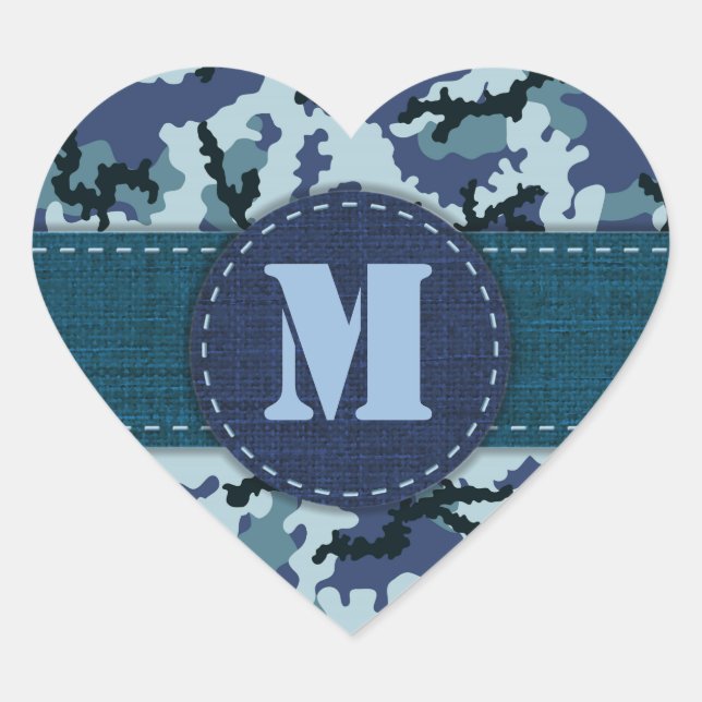Navy camouflage heart sticker (Front)