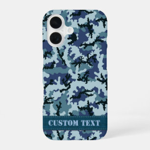 Navy Camouflage iPhone 16 Case