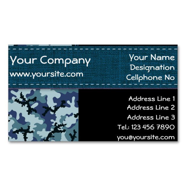 Navy camouflage magnetic business card (Front)