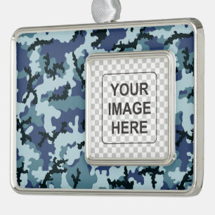 Navy camouflage silver plated framed ornament