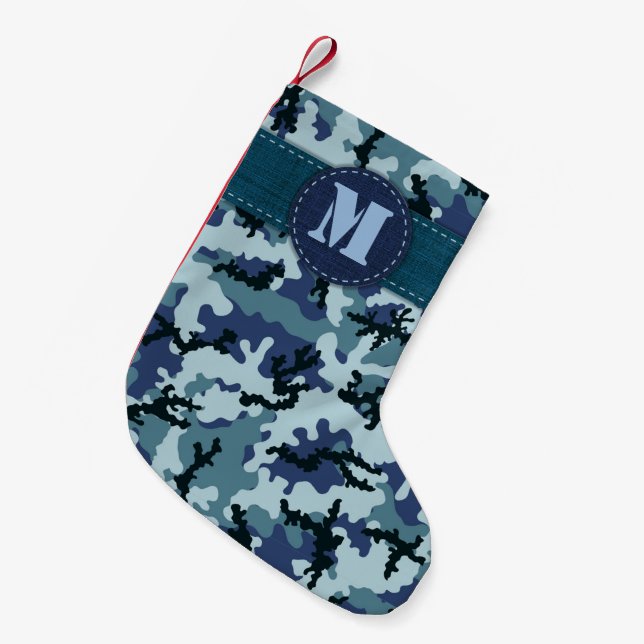 Navy camouflage small christmas stocking (Front (Hanging))