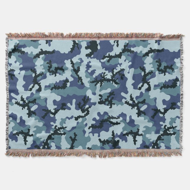 Navy camouflage throw blanket (Front)