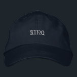 Navy-cap with King adjustable strap Men Boy Cotton Embroidered Hat<br><div class="desc">Navy cap with "King" embroidered on the front. Comfortable fit with adjustable strap. Perfect for a royal touch.</div>