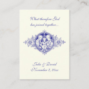 Navy Catholic Wedding Favour Holy Family Prayer Business Card
