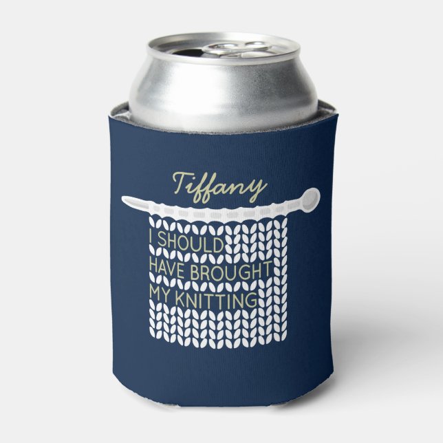Navy & Celery I Should Have Brought My Knitting Can Cooler (Can Front)