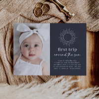 Navy Celestial 1st Birthday Photo Invitation