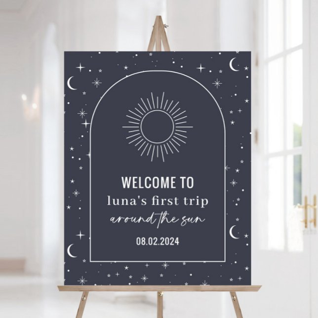 Navy Celestial Arch Sun 1st Birthday Welcome Sign (Creator Uploaded)